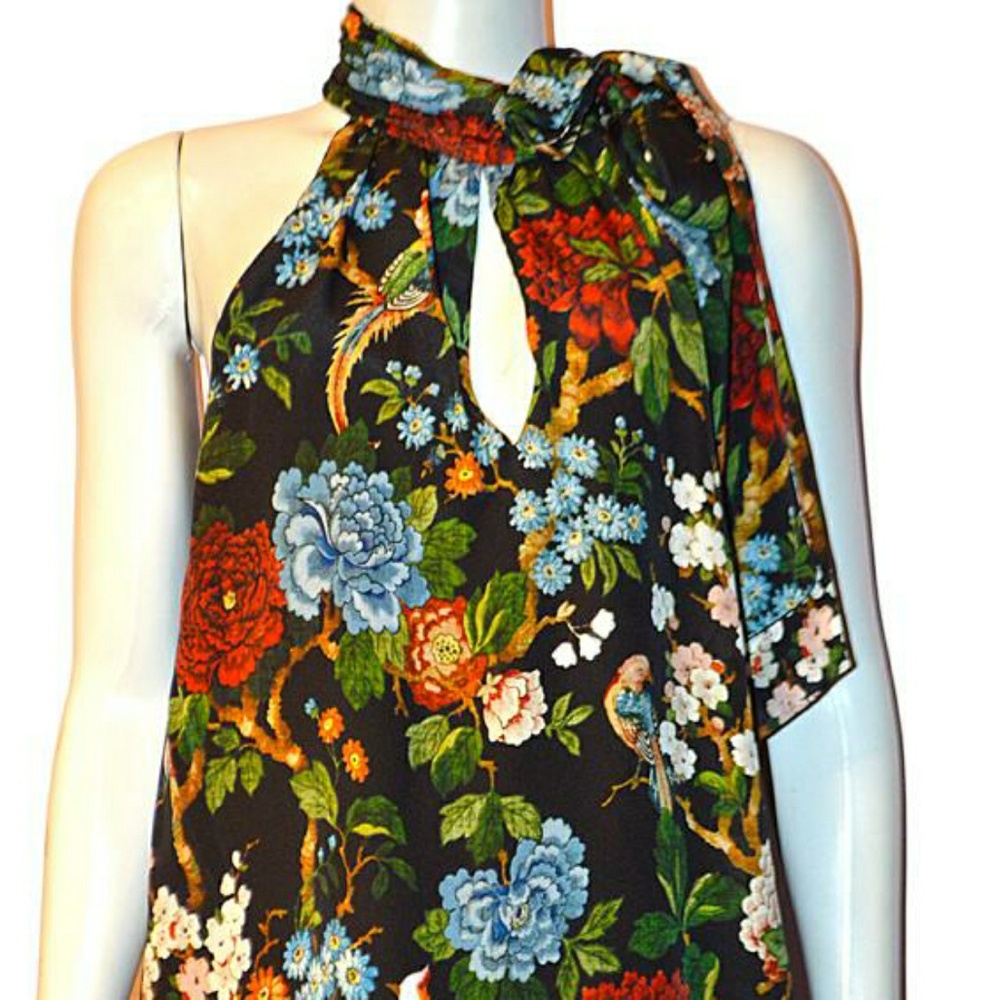 Alice + olivia Sudie tie neck silk top